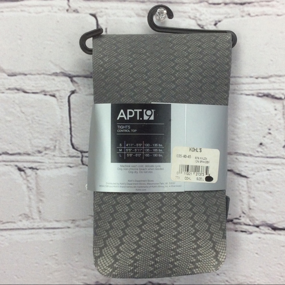 Apt. 9 Control Top Gray Tights Textured Pattern Light Academia Various Sizes NWT - Picture 6 of 6